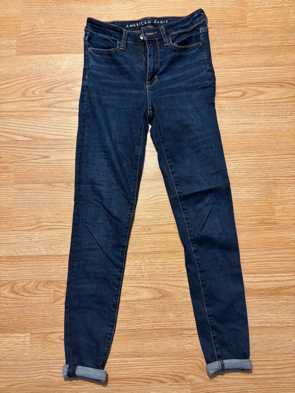 American Eagle Outfitters Blue Denim Jeans with Contrast Stitching